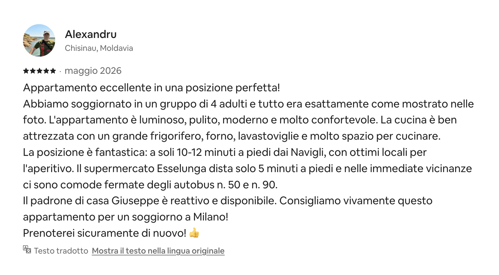 Recensione ospite Airbnb