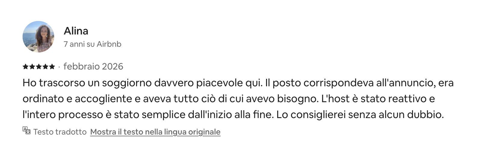 Recensione ospite Airbnb
