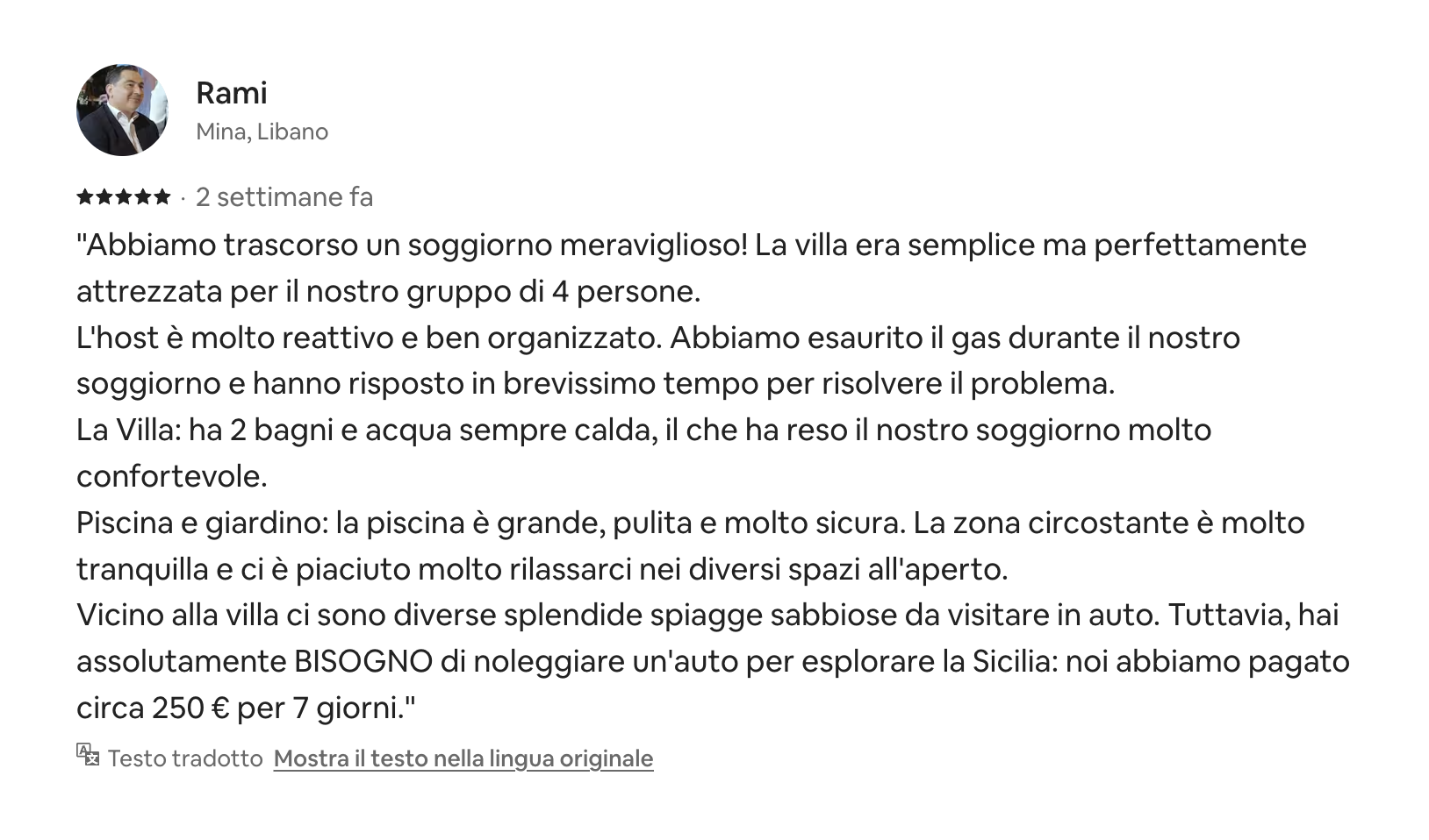 Recensione ospite Airbnb
